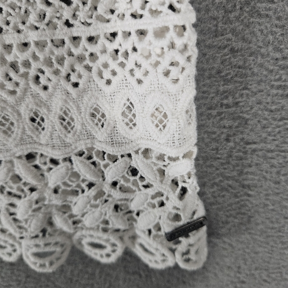 Volcom Lost Days Top Coquette Crochet Tank Top Gray Aubre Scoopneck Sheer XL - Picture 3 of 7